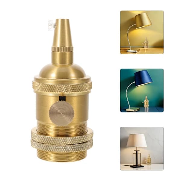 Imitation Copper Lamp Holder Table Base Bulb Socket E27 Screw Mount