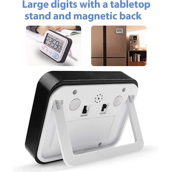 Kökstimer Larm Klocka Multifunktionell Digital Kocktimer Med Stor LCD-Skärm Magnetisk Stoppur Timer Med Klocka Alarm Klocka Magnet