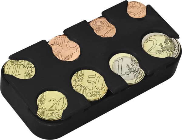 kwmobile Møntholder med 8 rum - Møntholder til euro - Til 1 cent til 2 euro - Holder til byttepenge i sort