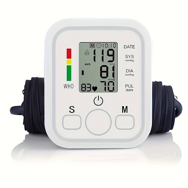 Överarmsblodtrycksmätare med Minnesfunktion Vit【HY】 Vit White White