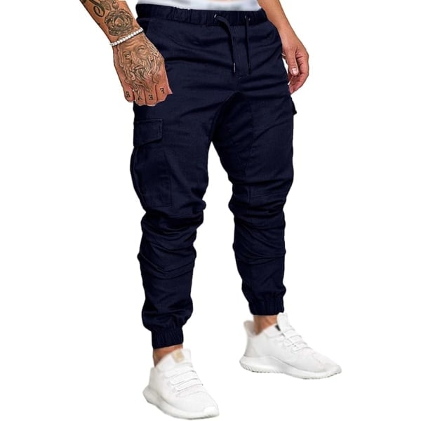 Joggingbyxor för män Cargo Joggingbyxor Elastisk midja Joggingbyxor Plus zdq