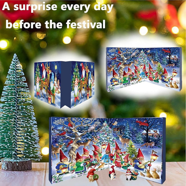 2024 Julemandsnisse Adventskalender med 24 Styk Nissefigurer til Samling, Juletema 24 Dages Nedtælling Blind Box (ysj)