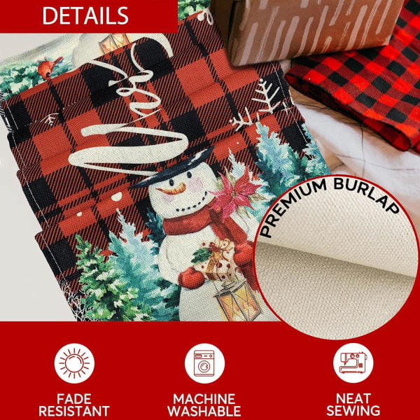 Heyone julebordløber, rød sort bøffeltern juleløber Xmas Holiday Party Køkken Spisestue (13 x 72 tommer)