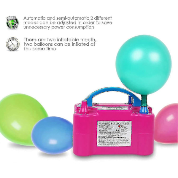 Fødselsdagsballongpumpe, 600W Bærbar Elektrisk Ballongpumpe, Automatisk og Halvautomatisk Vifte for Fødselsdag, Fest, Bryllup