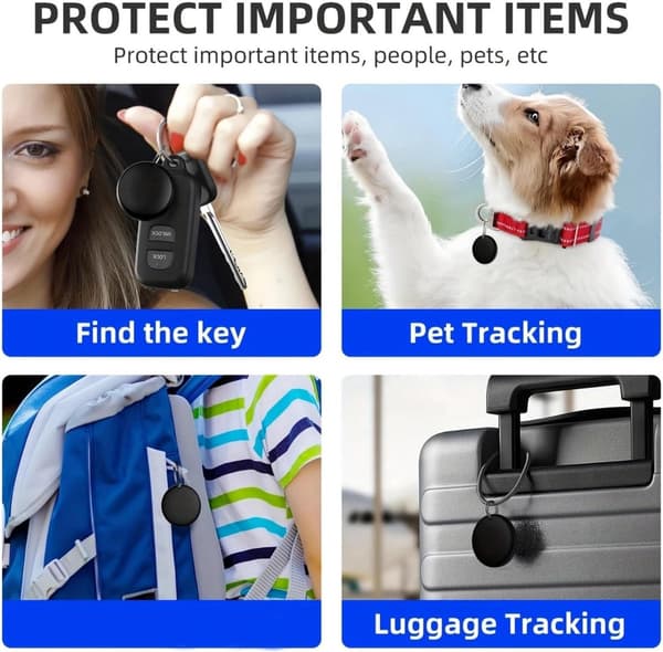 Mini Bluetooth Tracker Genfinder 2-pak, bærbar nøglefinder med app-advarsel til bagage, pung, kæledyr, børn, sort & hvid