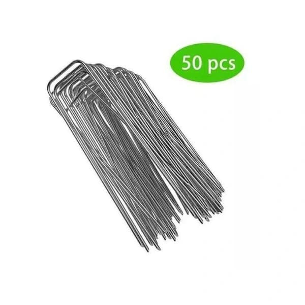 50 pakker galvaniserede stållandskabsstifter til ukrudtsdug, trapezformede jordpinde til haven, 200 x 40 mm