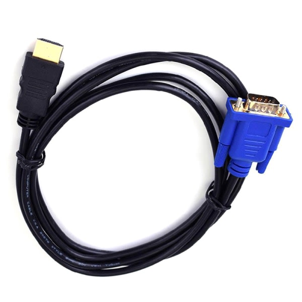 HDMI Hane till VGA Hane Video Converter Adapterkabel för PC DVD Svart en one size
