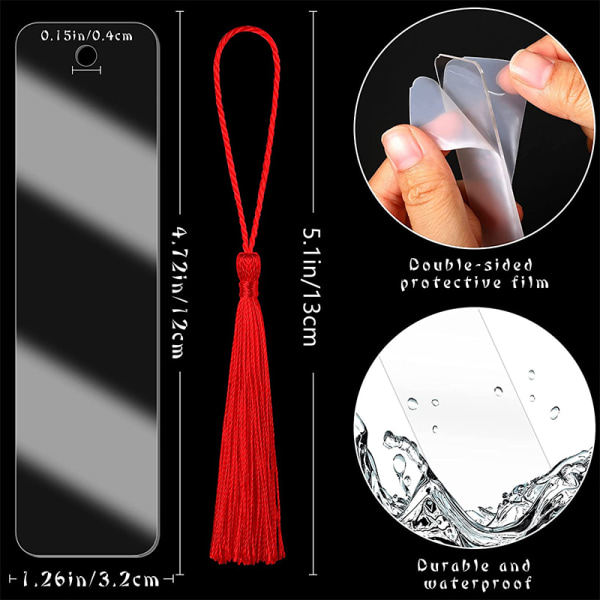 15 st yl bokmärken med rep Blank DIY Handmade Craft Acryl Multicolor OneSize