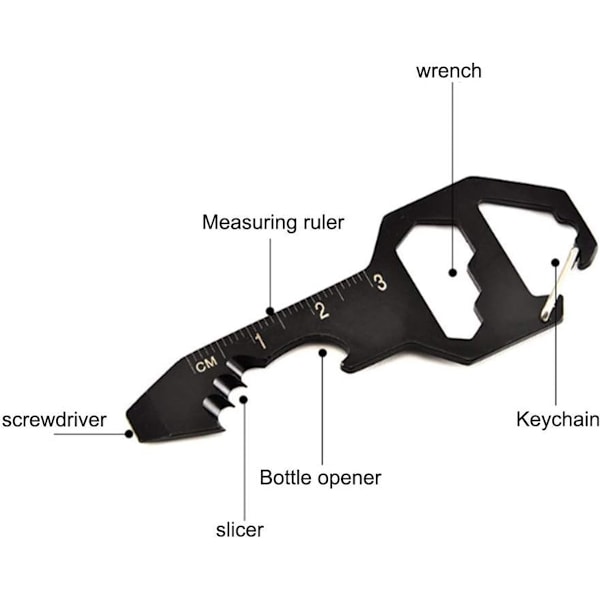 2 Pieces - Black - Silver - 6 - 1 - Small - Multi-tool Keychain - Survival - Keychain Gadget - Multi-tool Bottle Opener