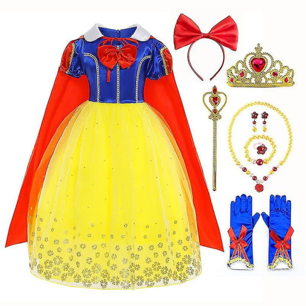 Snövit Princess Dress Kjol Halloween Party Cosplay Kostym Flickor Only Accessories kit 110cm