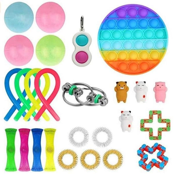 25st fidget leksaker pack festfavörer sensoriskt pop it stressboll