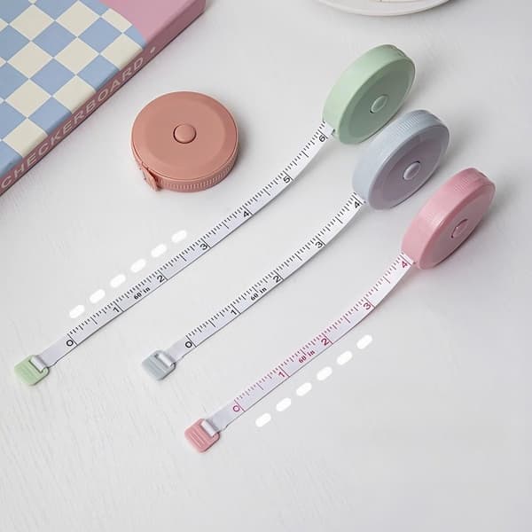 Infällbart kroppsmåttbandset, mjuk flexibel dubbelskala för sömnadsskräddare och kroppsmätningar, 3-pack 1,5 meter