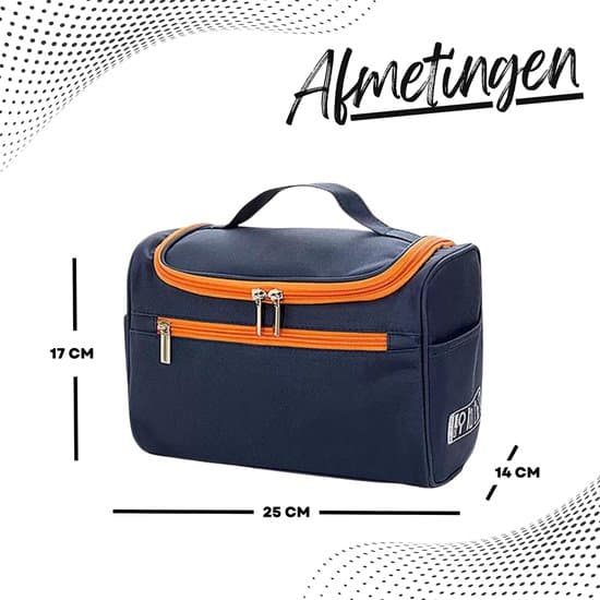 Hængende toilettaske til kvinder, vandafvisende kosmetik- og makeup-organizer med robust krog og flere rum til rejser, blå