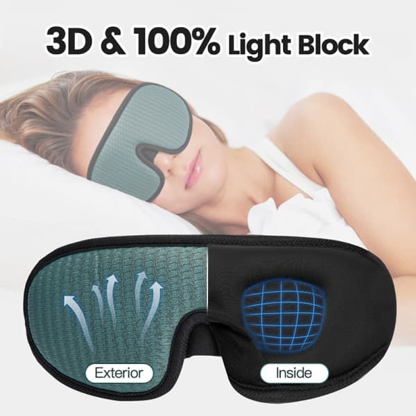 CDQ 1. 3D Sovende Øjenmaske Rejse Relax Patch Polstret Øjenbindel Grøn