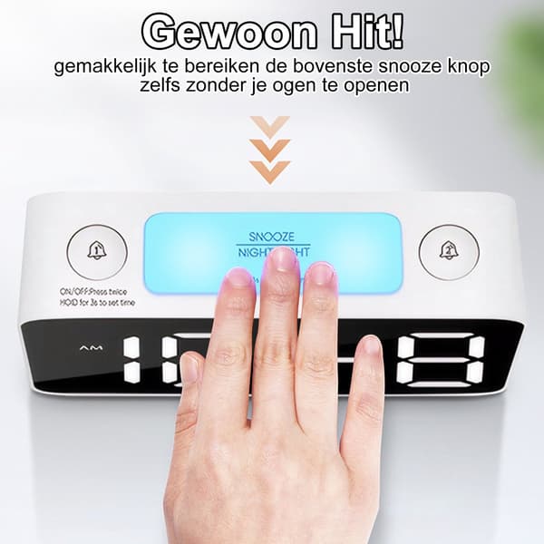 Digital Alarm Clock - Ultrasound - RGB - Night Light - Adjustable Volume - with USB - Charger