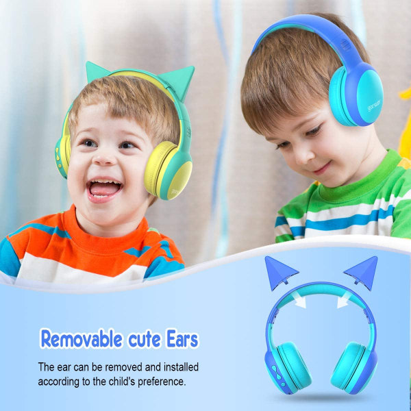 Bluetooth hörlurar för barn med 85 dB begränsad volym, trådlösa Bluetooth hörlurar för barn - blå SQBB