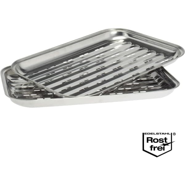 Grillbakke, grillpande, rustfrit stål, ca. 35 X 25,5 cm