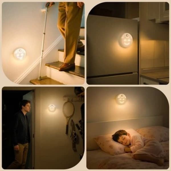LED-natlampe med bevægelsessensor og 4 ansigtsudtryk, 2-pak 3000K