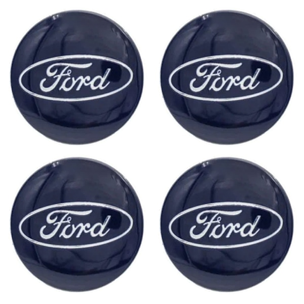 4-Pack - Ford Navkapslar / Hjulnavsemblem - Bi 65 54mm - Blå