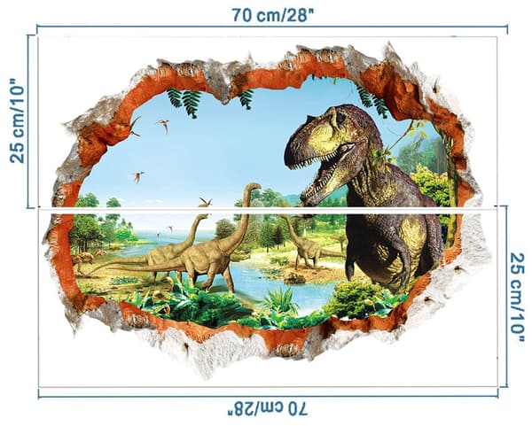 cm - med - dinosaurer - selvklæbende - egnet - børneværelse