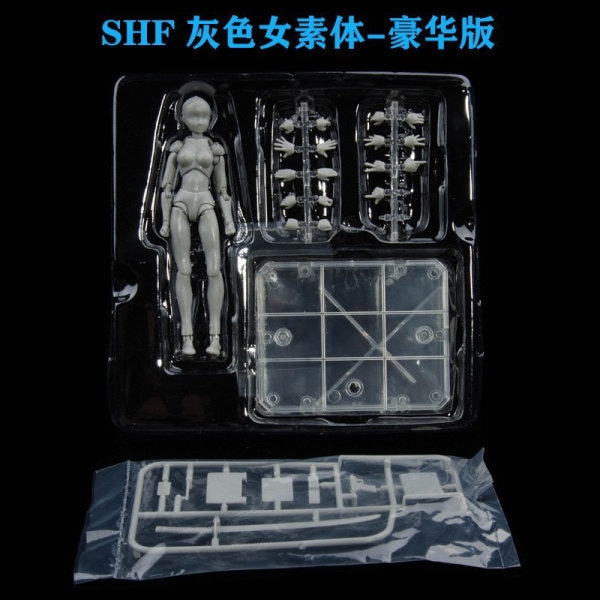 Inhemsk SHF-figur Människokropp för män och kvinnor Handgjorda modellkonst Tecknad målning Skissreferens Led rörlig docka Shf Deluxe Gray Male