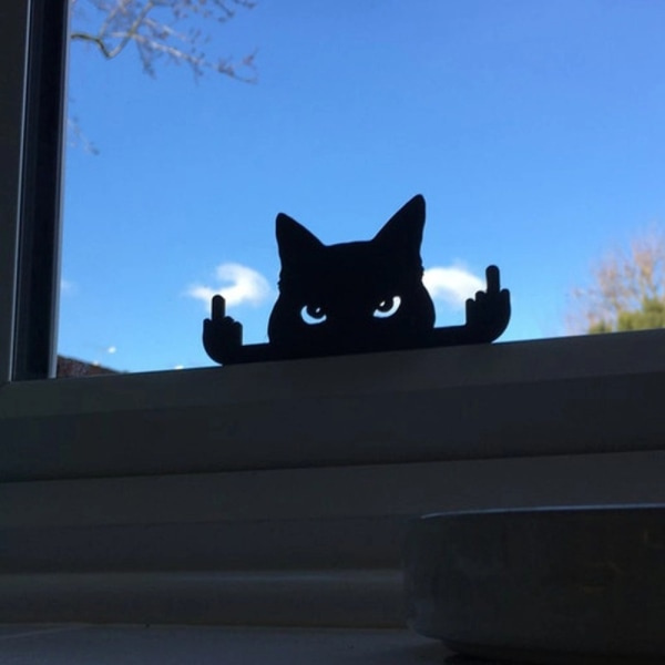 2st Långfinger Katt Svart Kattrumsfönster 10x5x1cm