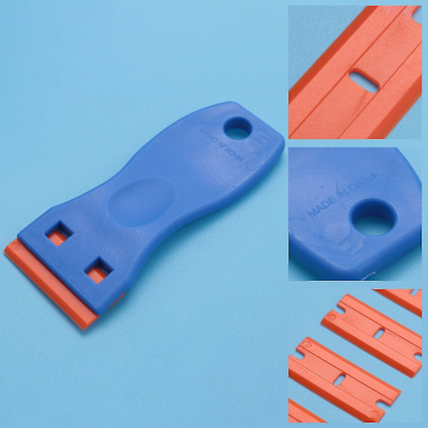 3 stk plastskraper for barberblad og 100 stk 1,5 tommers dobbeltsidige plastskraper for barberblad for automatisk vindu