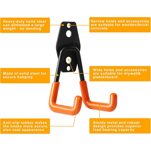2-pack - Heavy Duty - Wall Mountable - Tool Organizer - Metal Hooks - Universal Hooks - Suitable - Ladders