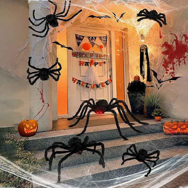 Halloween - 150 cm - Horror mega edderkopp - Store edderkopper - Halloween-dekorasjon - Halloween-pynt - Edderkoppdekorasjon - Hårete edderkoppdekorasjon ...