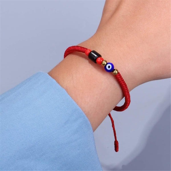 Heyone Rød/Svart Evil Eye-armbånd for kvinner Menn Tenåringer Jenter Gutter Håndvevde tibetanske buddhistiske armbånd for beskyttelse og lykke til