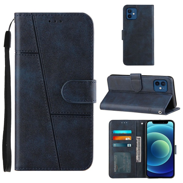 Case Iphone 12 Mini Cover Case Flip Magnetisk Stängning Kickstand Blue