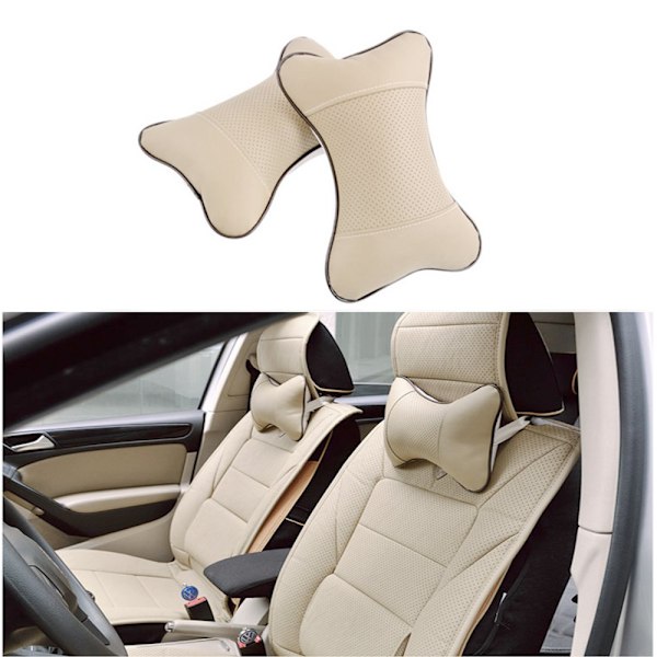 x Bilpute Nakkepute Bil nakkestøtte pute Nakkestøtte pute for hode nakke (beige) Beige