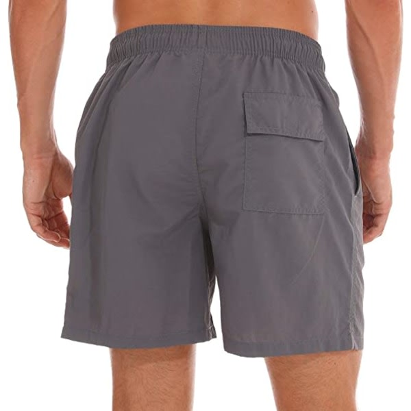 Badbyxor för män, snabbtorkande strandshorts, med fickor (grå) zdq