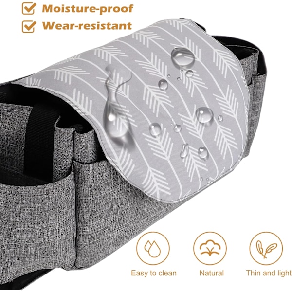 Baby Barnvagnsorganisator Väska med Mugghållare Blöjförvaringsväska Buggy Organizer