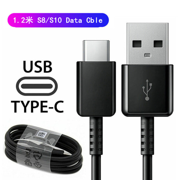 3 STK S8 S10 Type-c mobiltelefondatakabel USB ladekabel hvit
