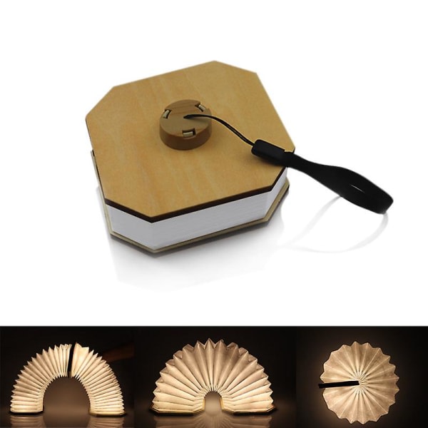 CDQ Naturligt træ Smart Dragspel Led-lys Skrivbordslampa Opladningsbar Vi