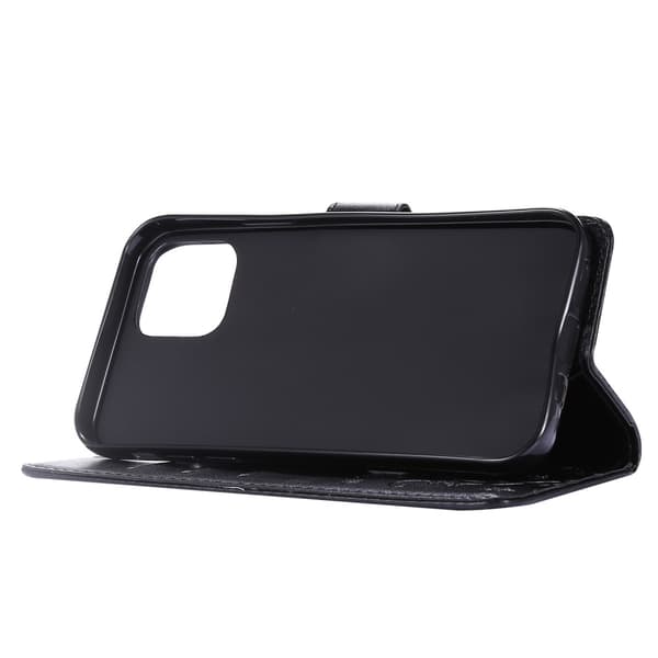 Kompatibel med iPhone, iPhone 12 / 12 Pro - Blomster Etui - Sort Black Black Svart
