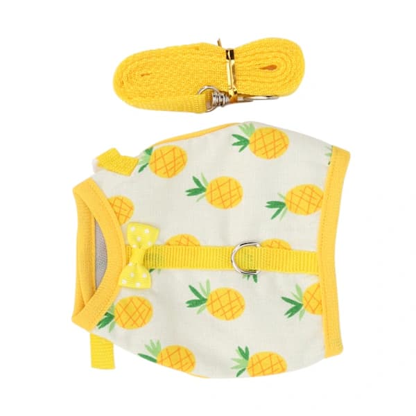 Adjustable Guinea Pig Harness and Leash, Small Pet Clothes, Yellow Pineapple