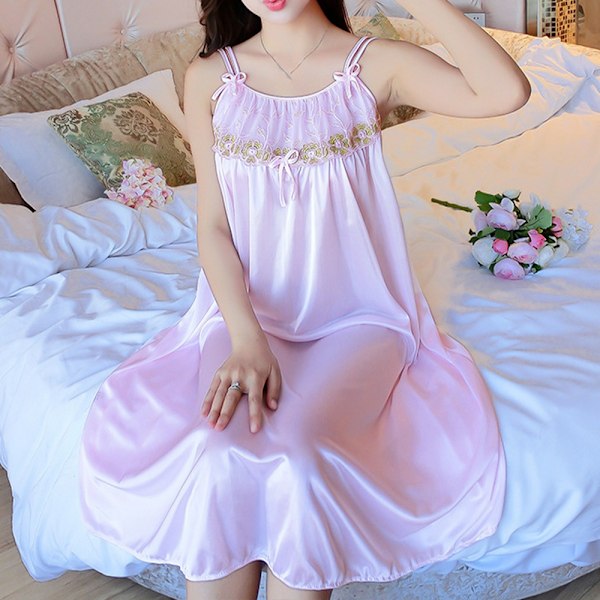 Sexigt linne med spaghettiband, damunderkläder, nattlinne, dam-nattlinne, loungewear, sommarklänning, hemmakläder Light pink