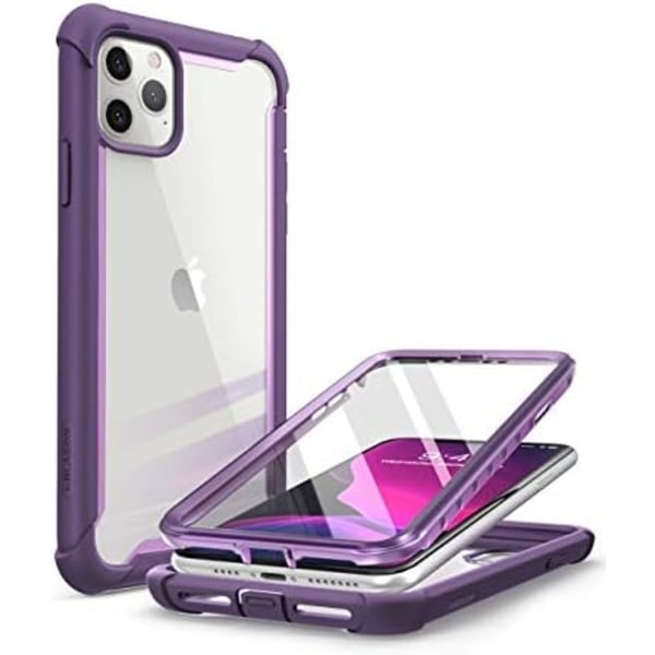 i-Blason Ares case iPhone 11 Pro Max 2019 -versiolle, kaksikerroksinen kestävä ja kirkas case, jossa inbyggt skärmskydd (svart) violetti