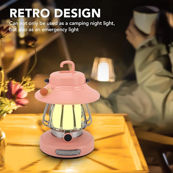 LED Uppladdningsbar Vintage Hästlampa, Söt Utomhus Campinglampa, Bärbar Mini Snigellampa, Ny Ponny Lampa med 3-läges Dimning och Minnesfunktion. Pink