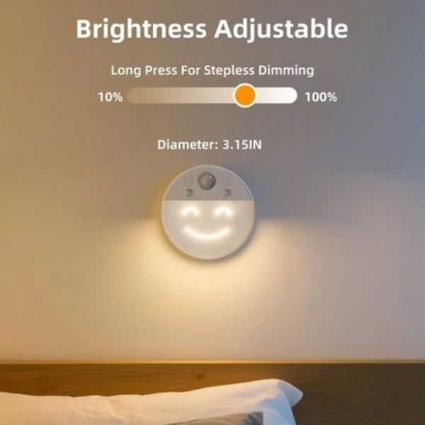 LED night light with motion sensor and 4 facial expressions, 2-pack 3000K