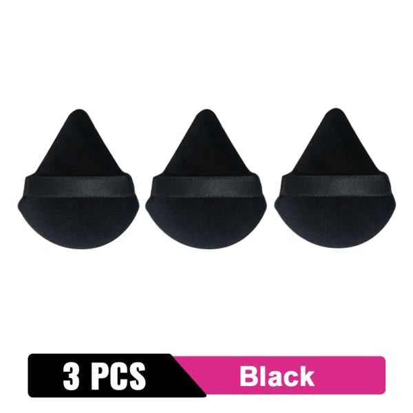 3/6 stk Triangle Powder Puff Mini Ansiktsmakeup 3PCS Black