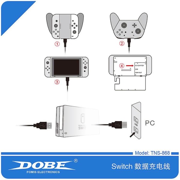 Switch Data ladekabel USB ladekabel 1,5 m Switch ladekabel Tns-868 svart ingen