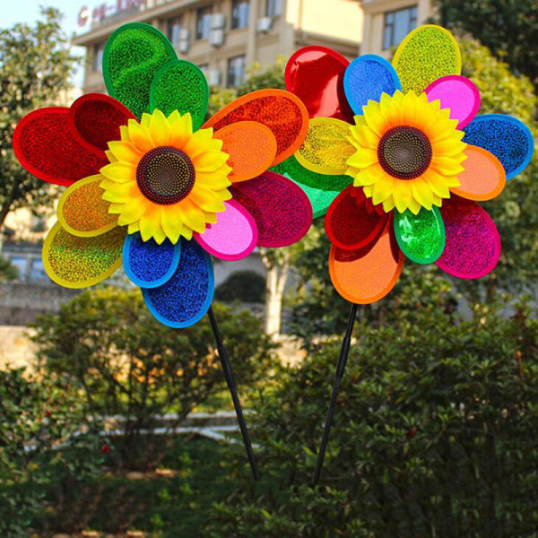 Dubbla lager färgglada solros vindkvarn Barn DIY utomhusleksaker Multicolor One Size