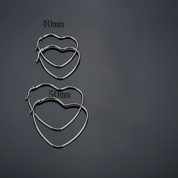 Hjerte Ring Øreringe Dame Charm Store Øreringe Rustfrit Stål 40mm 40mm