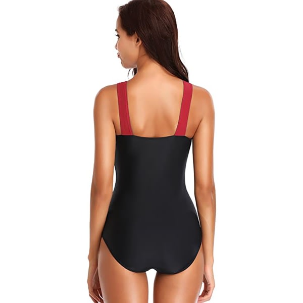 CDQ Dambaddräkt V-ringad monokini push-up U-rygg 1 röd-1 MCDQ