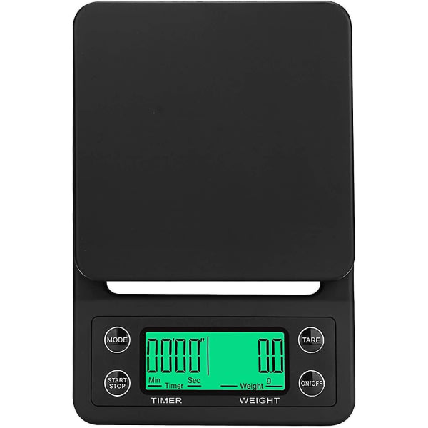 3kg 0.1g 5kg 0.1g Kahvin punnitus 0.1g Tippa kahvi vaaka ajastimella Digitaalinen keittiövaaka Korkea tarkkuus Lcd-vaa'at musta 3Kg