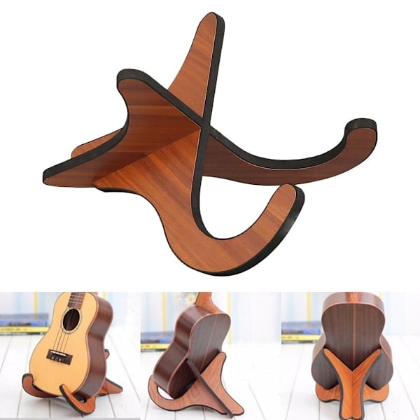 Gitarstativ i tre, gulvstativ, sammenleggbart, for klassisk akustisk gitar, bass, med antikollisjons-EVA-gummi på kantene