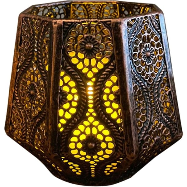 Marockansk lykta i metall, värmeljushållare för bord, marockansk lykta